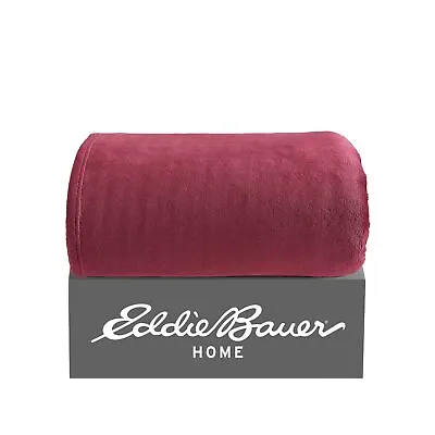 Eddie Bauer Solid Plush-Fleece Red Throw Blanket-50X60 • $10.99
