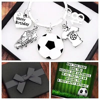 16TH 18TH 21ST BIRTHDAY Gift FOOTBALL Keyring 30TH 40TH 50TH BOX & CARD • £4.59