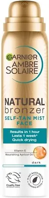 Garnier Ambre Solaire Natural Bronzer Quick Drying Dark Self Tan Face Mist 75ml • £11.76