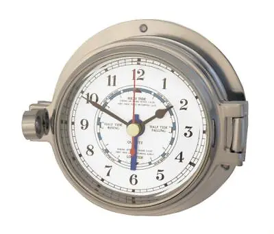 Channel Tide Clock Polished Chrome Boat Sailing Yacht Silver Quartz Meridian • $155.77