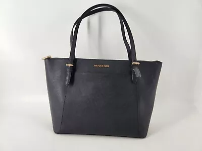 Michael Kors Black Saffiano Leather Large Tote Bag Zip Pockets • $35