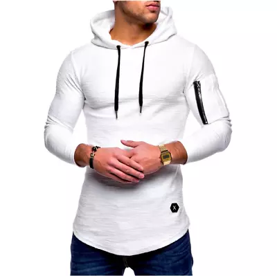New Men's Slim Fit Hoodie Long Sleeve Muscle Tee T-shirt Casual Tops Blouse • $29.40