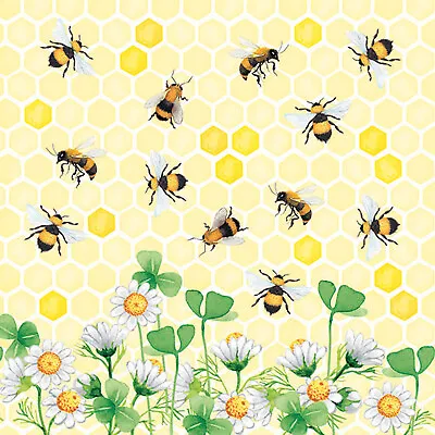 Honey Bee Paper Napkins 3 Ply Tea Party Honeycomb Napkin Serviettes Decoupage 20 • £3.99