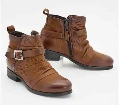 Miz Mooz Leather Ankle Boots W/ Buckle Suzy-Hazelnut-EU41W (US 9.5-10W) A607627 • $69.99