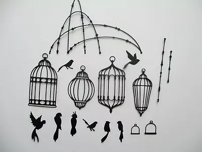 Die Cuts Card Toppers Embellishments - Black Bird Cages  Birds & Chains • £1.50