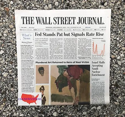 $7.99 • Buy Wall Street Journal - Thursday September 21, 2023 (feds Stand Pat - Signal Rate)