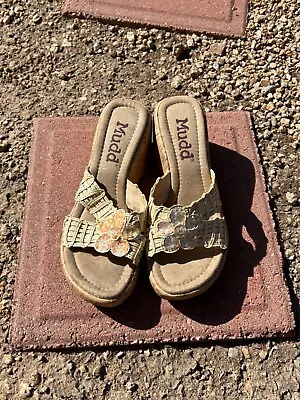 Vintage MUDD 90s/Y2K Sequin Flower Platform Wedges • $30