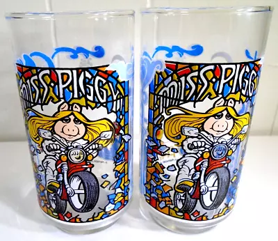 Vtg McDonald's Miss Piggy Collectible Glass Lot 1981 2pc The Great Muppets Caper • $25.64