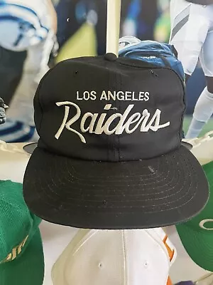 Vintage Sports Specialties NFL Los Angeles Raiders Script Black Snapback Hat • $185