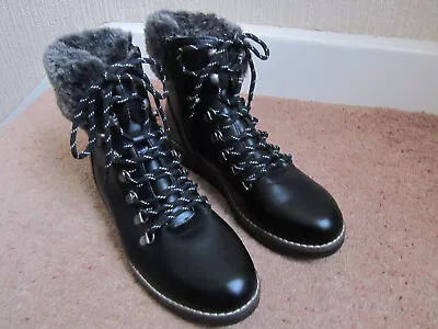 £29.99 • Buy Pavers Furry Ankle Boots With Zip & Laces Size 7 UK Vegan Faux Fur & Leather New