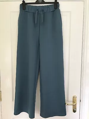 Bnwt Ladies M&s Goodmove Wide Leg Trousers With Draw String High Waist Size 10 • £2.99