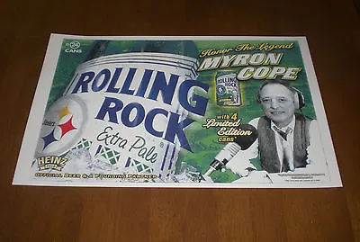 STEELERS MYRON COPE ROLLING ROCK BEER CANS AD PRINT 11x17 • $10