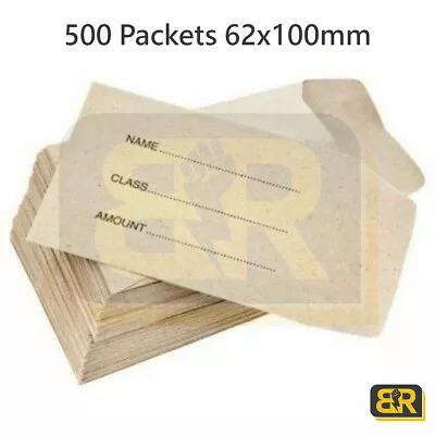 500 X School Dinner Money Printed Wallets Packet Envelopes Petty Cash 62x100mm • £10.49