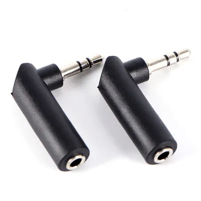 Right Angle 90Degree3.5mm 3Pole Audio Stereo Male To Female Extension Adapter FI • £4.73