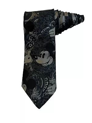 Cervantes Disney Mickey Mouse Grey Silk Blend Vintage Novelty Necktie • $19.99