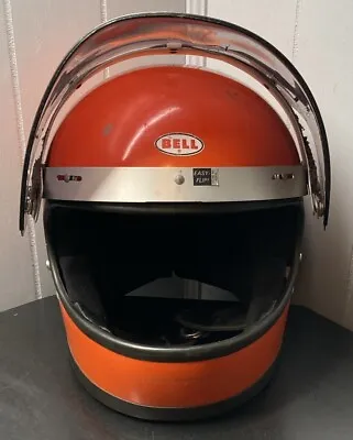 Vintage 1976 Orange BELL Star 120 Helmet 7 5/8 With Easy Flip Visor • $99.99