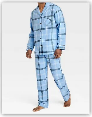 Mens BLUE Plaid Cotton Flannel Pajama TALL / M L XL XXL - Wondershop No Pockets • $20.53