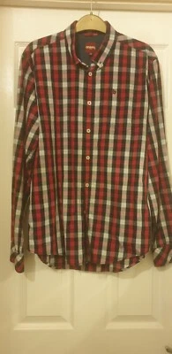 £5 • Buy Merc London Long Sleeve Shirt Button Down Collar Red Black White 