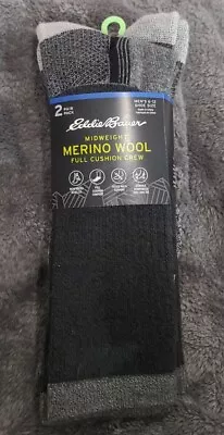 NEW 2 Pack Men's Size 6-12 Eddie Bauer Merino Wool Full Cushion Crew Socks  Grey • $16.98