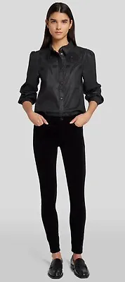 New-7 For All Mankind Black Velvet Stretchy Skinny Ladies Jeans Size 30 RRP £240 • £95