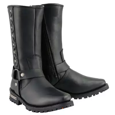 Milwaukee Leather MBM9025 Men's Motorcycle Boots With Braid And Riveted Details • $147.99