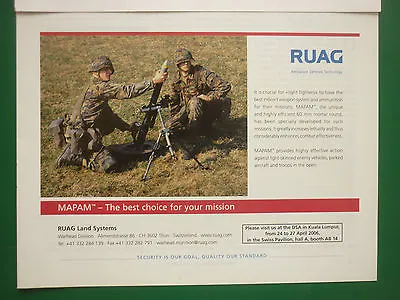 4/2006 Pub Ruag Aerospace Land Systems Army Swisse Map 60mm Mortar Ad • $10.66