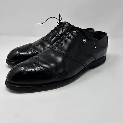 FOOTJOY CLASSICS Spikeless Golf Shoes #55186 Black Wingtip Oxford Mens SZ 11 D • $18.85