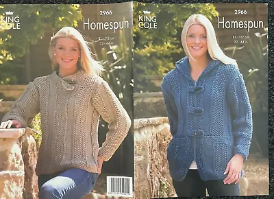 £3.99 • Buy Ladies Hooded Duffel Coat + Textured Sweater KNITTING PATTERN King Cole 2966