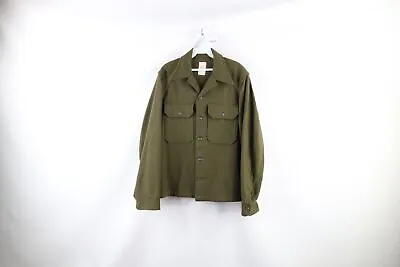 Vtg 60s Vietnam War Mens Small Wool Army Military Field Button Shirt Green 108 • $53.95