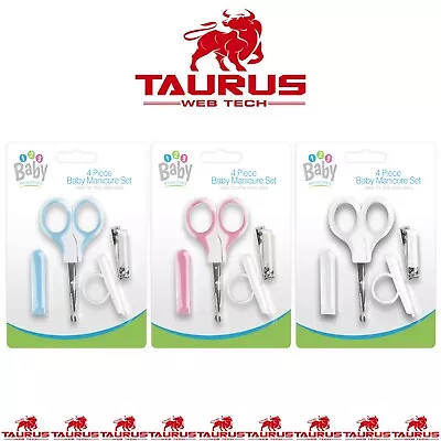 4x Pcs BABY MANICURE SET Nail Clippers Safety Scissors File Cover 0+M Toddler UK • £2.95