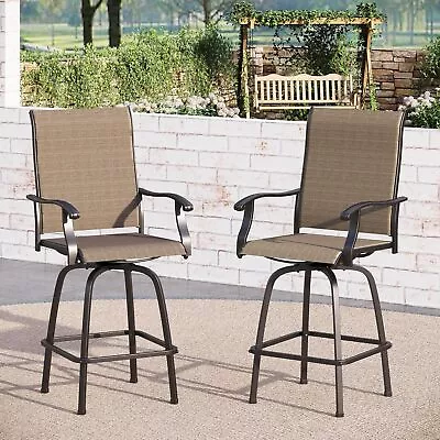 CLARFEY Outdoor Bar Stools Set Of 2 Patio Swivel Chairs Barstools High Back Yard • $152.99