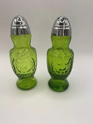 Vintage Green Glass Eagle Salt & Pepper Shakers Viking? • $15