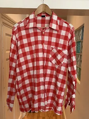 Vintage 70s Dagger Big Collar Shirt Cotton Check Medium Large • £10