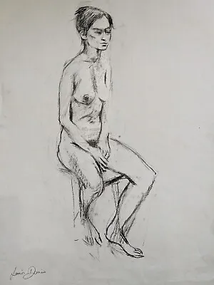 Large Original Pencil & Charcoal Drawing By Lewis Davies 1939-2010 Nude Woman • £129.99