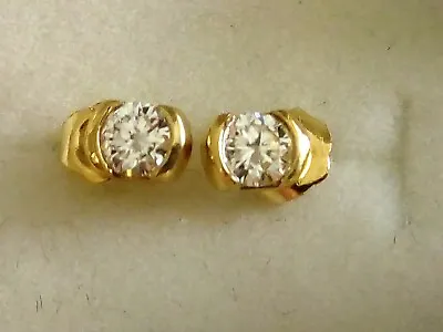 Genuine Moissanite Diamond 14k 14ct Yellow Gold Solid Stud Earrings • $298.90