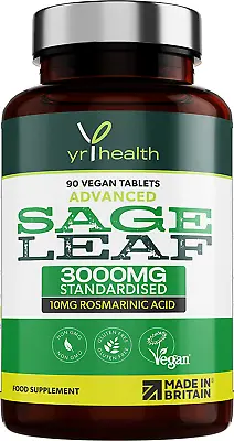 Sage Tablets 3000mg High Strength For Hot Flushes Perimenopause & Menopause Sym • £11.99