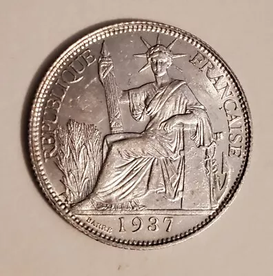 1937 French Indo China 20 Cent .680 Silver Coin See Pictures • $12