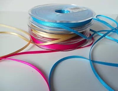 £1.15 • Buy 3mm Double Sided Satin Ribbon Beautiful Quality Choose Colour & Length Eleganza