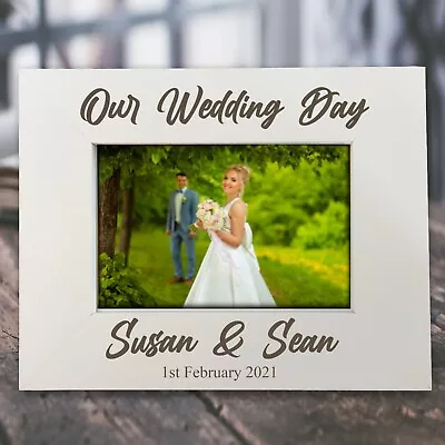 £9.99 • Buy Personalised Engraved Wedding Gift White Photo Frame For Wedding Day Gifts 