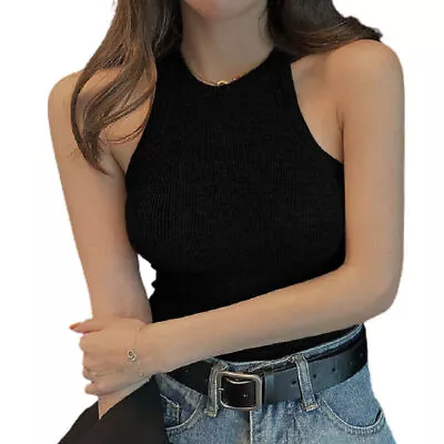 £8.79 • Buy Women Ladies Halter Neck Vest Crop Tank Top Summer Rib Sleeveless Blouse T-Shirt