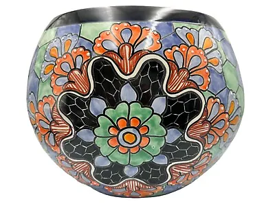 Talavera Sphere Planter Large Flower Pot Folk Art Mexican Pottery Home Decor 16  • $154