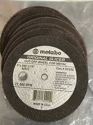 12 METABO Original Slicer Cut Off Wheels For Metal A60TZ 4  X .040” X 1/4” • $39.99