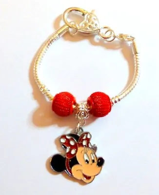 Minnie Mouse Red European SP Charm Bracelet 16 Cm Birthday Christmas + Gift Bag • £6.19