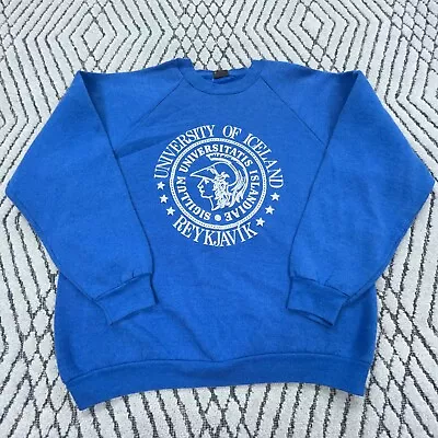 Vintage University Of Iceland Icelanders Sweatshirt Men Large Crew Neck Sweater • $49.91