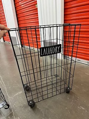 Laundry Basket With Black Metal Frame And Black Handle Missing One Wheel • $20