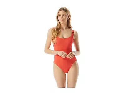 $122 Michael Kors Decadent Texture Logo Ring U-Neck One-Piece Sangria Red Size 6 • $45.89