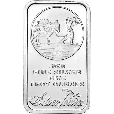 5 Oz. SilverTowne Silver Bar - Trademark Prospector Design - 999 Fine • $155.21