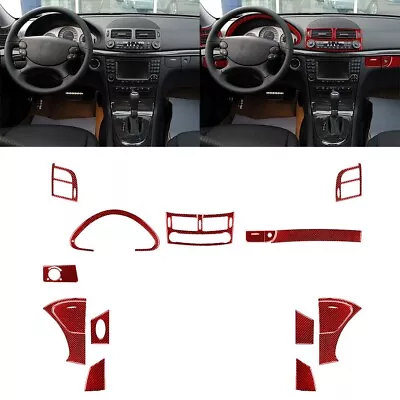 16X Red Carbon Fiber Interior Full Kit Cover Trim For Mercedes-Benz E-Class W211 • $94.99