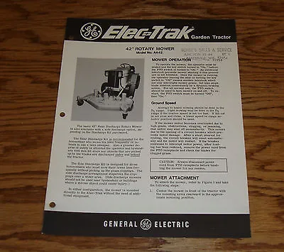 Original 1970 GE General Electric Elec-Trak 42  Rotary Mower AA42 Sales Sheet  • £2.01