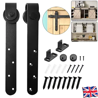 Sliding Barn Wood Door Hardware Steel Closet Roller Hanging Rail Track Kit UK • £16.89